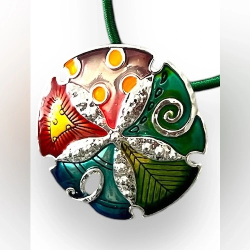 Large Enameled Sand Dollar Pendant